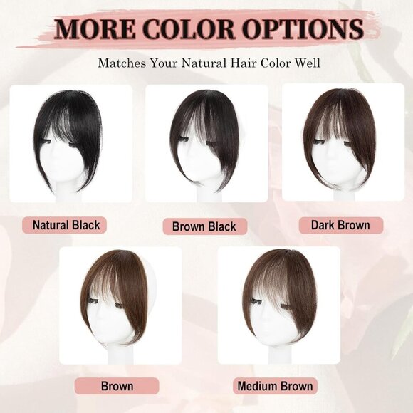 Hair Clip Brown Black Human Hair French Bangs Clip in Extensions for Women main image 5